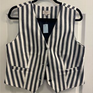 LOFT Blue and White Striped Vest